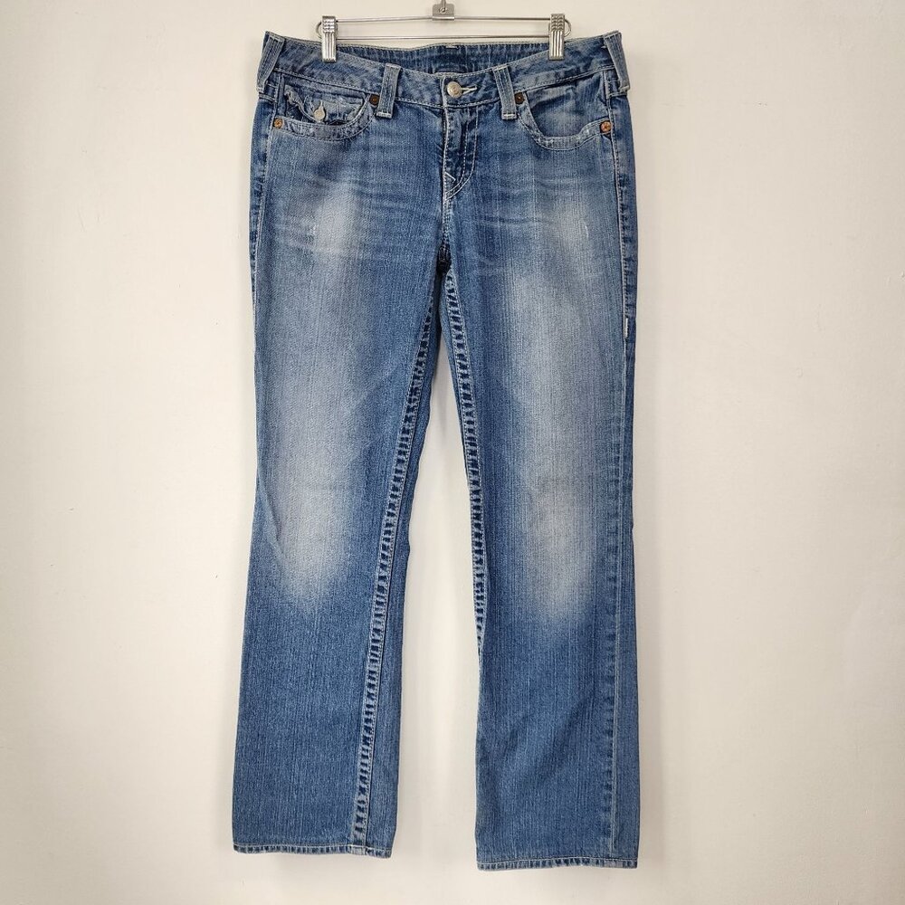 True Religion Billy Low Rise Straight Light Wash Denim Y2K 00s Made in USA Sz 32